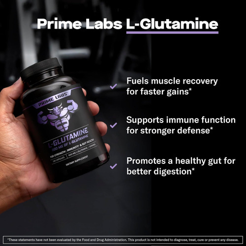 Cápsulas De Glutamina Prime Labs L 600mg - Suporta Força, Re - Imagem 2