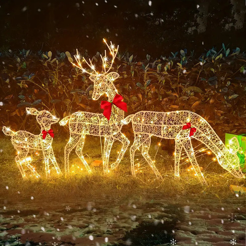 3pcs Flashes De Enfeite De Natal De Jardim Led De Renas - Imagem 5