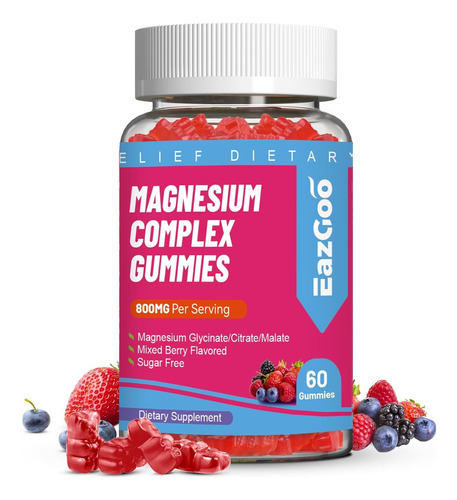 Eazgoo Magnésio Gummies 800mg - Vitamina D3, C, B6, B12 E Co