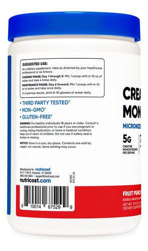 Suplemento Nutricost Creatina Monohidratada Em Pó 500g - Imagem 4