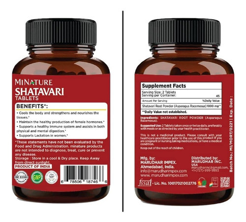Comprimidos Shatavari Da Mi Nature -90 Comprimidos, 1000 Mg