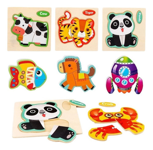 12pcs Montessori Wooden Puzzle Brinquedos De Bebê