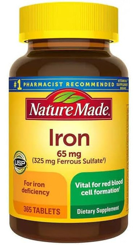 Nature Mades Iron Genérico, 65 Mg, Pacote De 365 Comprimidos