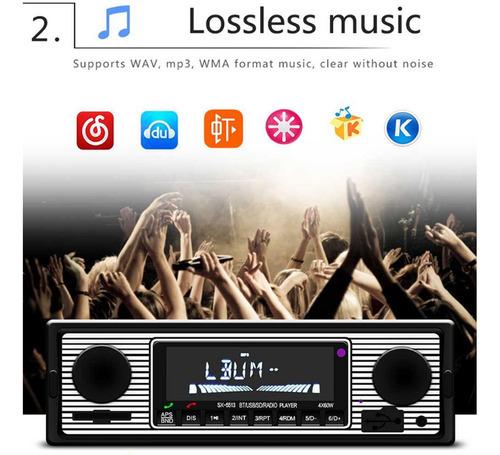 Usb Car Bluetooth Mp3 Player Rádio Estéreo Retro Sem Fio - Imagem 3