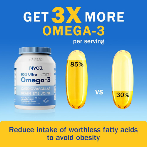 Nyo3 Omega 3 Suplemento De Óleo De Peixe 1000mg, 85% Reester - Imagem 5