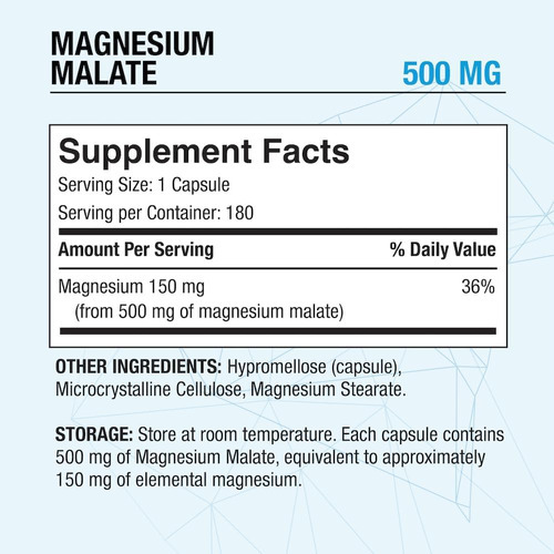 Puregen Labs Malato De Magnésio 500mg | Magnésio Elemental D - Imagem 2