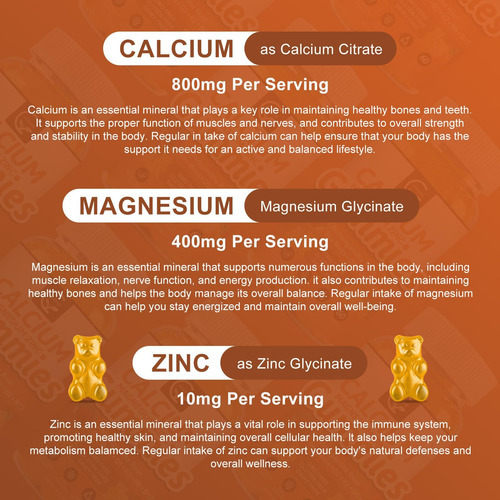 Gomas De Cálcio De 1200 Mg Com Vitamina D3, K2, B12 E B6 - S - Imagem 5
