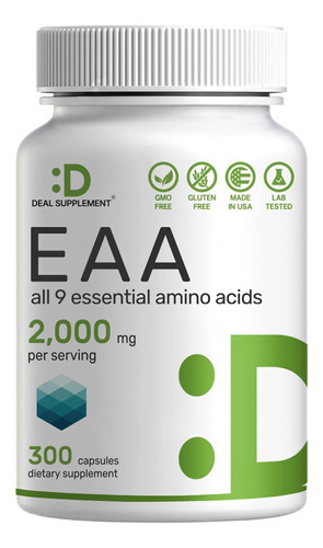 Aminoácidos Essenciais (eaa) 2000mg Por Porção, 300 Cápsulas
