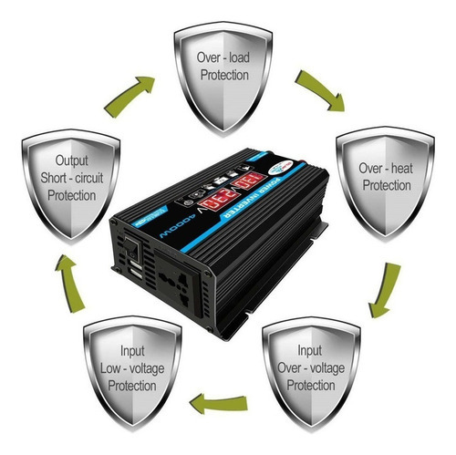 Inversor Carro Digital Inteligente 2 Usb 12v A 220v 4000w - Imagem 6