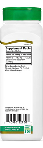 Século 21 E 400 I.u. (dl-alfa) Softgels, 250 Contagens - Imagem 5