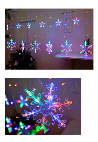 Floco De Neve Natal Garland Ano Novo Luzes De Corda Casament - Imagem 3