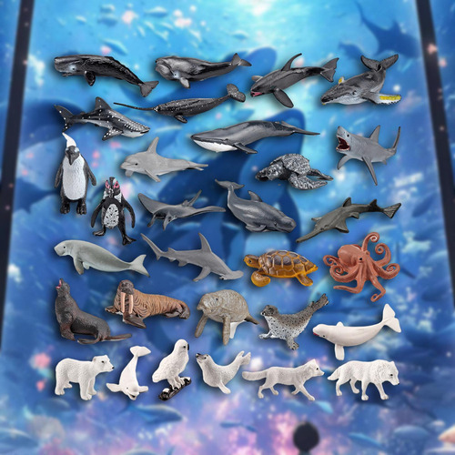 30 Peças Figuras De Animais Do Oceano, Modelo De Animais - Imagem 5