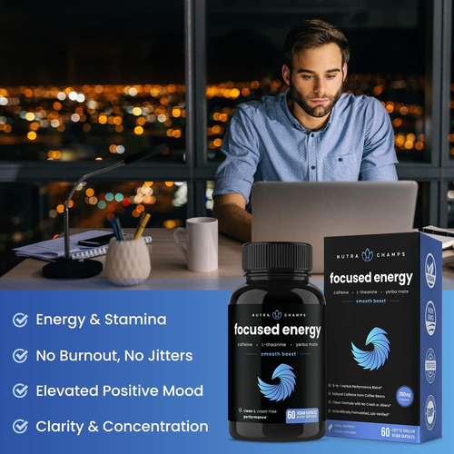Comprimidos De Cafeína Com L-teanina Para Energia Concentrad - Imagem 3