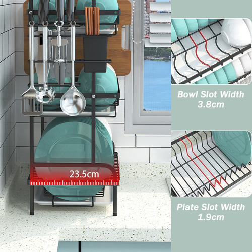 Escorredor De Louças 3 Andares Porta Talher Inox 61cm* - Imagem 3