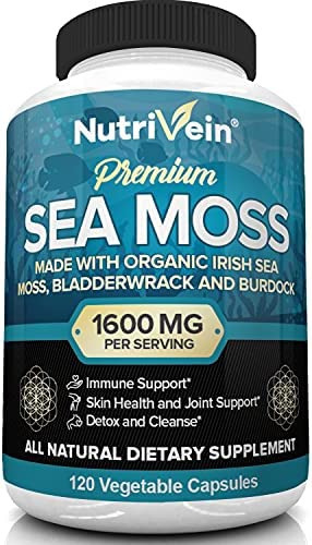Nutrivein Organic Sea Moss 1600mg Plus Bladderwrack & Barda
