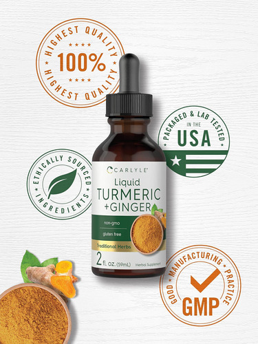 Gotas De Cúrcuma E Gengibre Carlyle 2 Fl Oz | Suplemento Com - Imagem 5