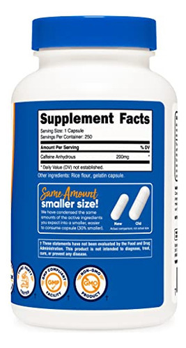 Comprimidos De Cafeína Nutricost 200 Mg/cápsulas (250 Cápsul - Imagem 4