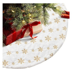 Saia Árvore Natal Frisado Floco Neve 120cm Branco Decoração