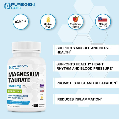 Puregen Labs Taurato De Magnésio 1500 Mg Por Porção [alta Po - Imagem 4