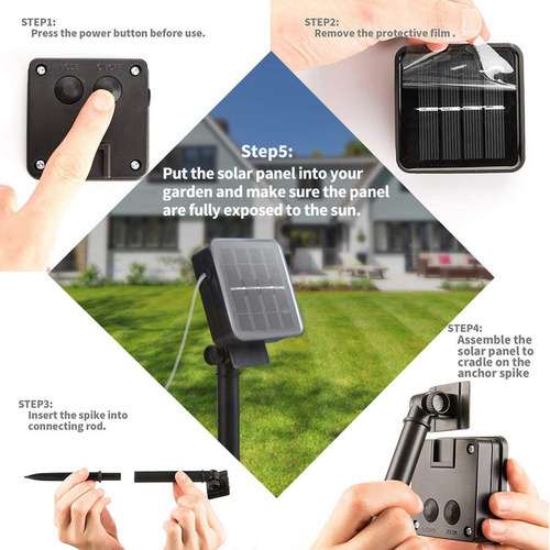 Luminária Solar Enfeite Jardim 6m 8 Modos De Luz Impermeável - Imagem 3