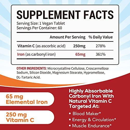 Ferro Carbonílico Surebounty, Com Vitamina C Natural, Suave - Imagem 2