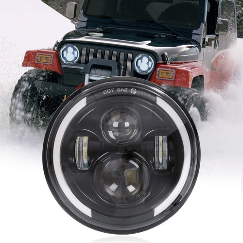 Farois De Led 7 Pol. Anjo Olho Troller Willys Harley - Imagem 6