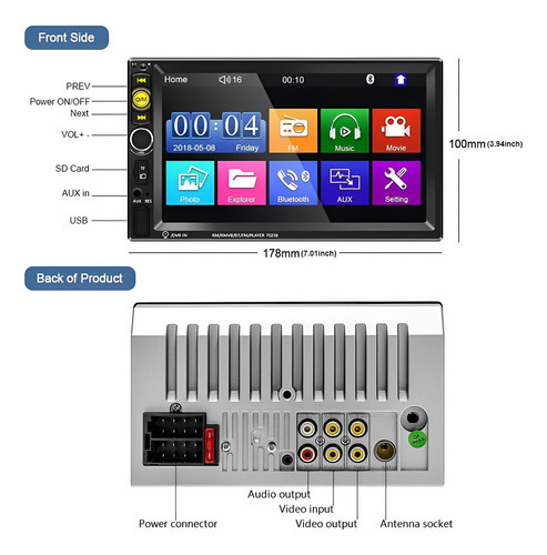 Bbb Toca Radio Carro Mp3 Pen Automotivo Usb Sd Bt Com - Imagem 3