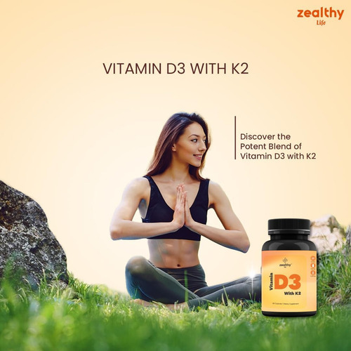 Zealthy Life - Vitamina D3 Com K2-60 Cápsulas - Imagem 2