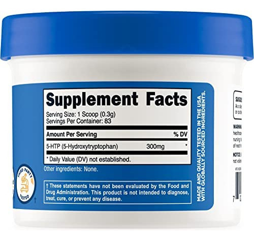 Nutricost 5-htp Em Pó 25 Gramas (300 Mg Por Porção) - Sem G - Imagem 2