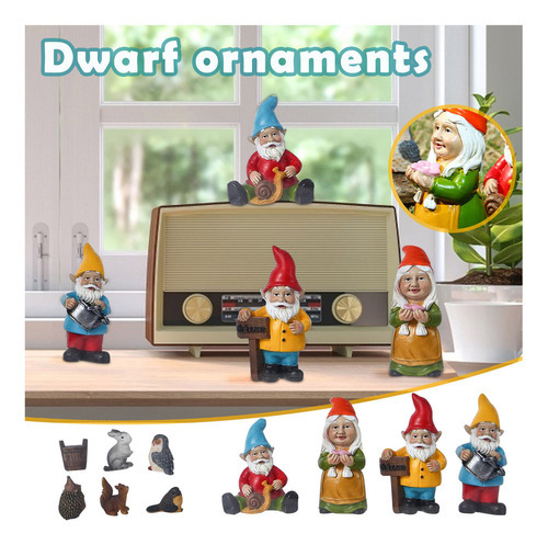 Para Anão Ornamentos Cartoon Resina Decoração Jardim Pátio - Imagem 2