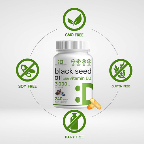 Suplemento Deal Óleo De Semente Negra 3000mg Com Vitamina Di - Imagem 3