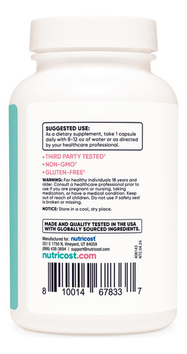 Suplemento Nutricost Diindolilmetano Dim 400 Mg 120 Cápsulas - Imagem 5