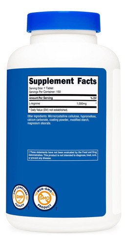 Nutricost L-arginina 1000mg, Comprimidos De Aminoácidos (150 - Imagem 5