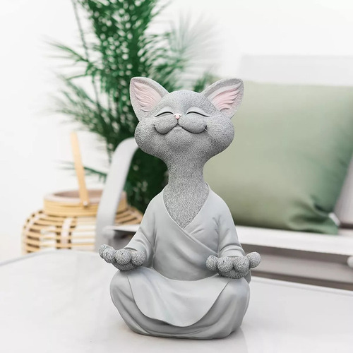 Estátua De Gato Meditando Para Ioga, Estatueta De Gato Zen, - Imagem 15
