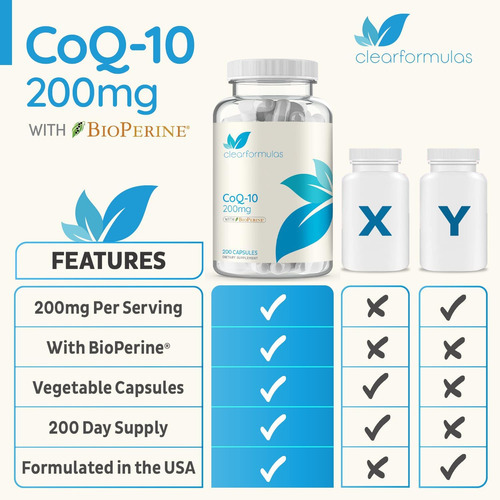 Clear Formulas Coqmg 200 Cápsulas Com Absorção De Bioperina - Imagem 7