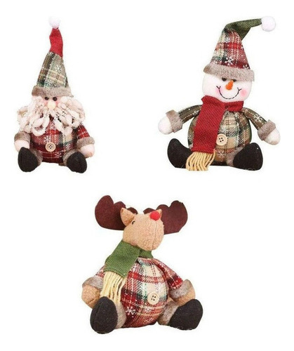 Kit Trio: Boneco De Neve, Papai Noel, Rena, Decoração De Nat