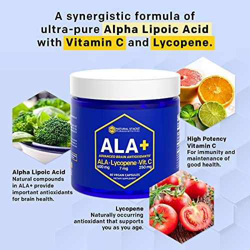 Natural Stacks Ala + Ácido Alfa Lipóico 600mg E Vitamina C - Imagem 4