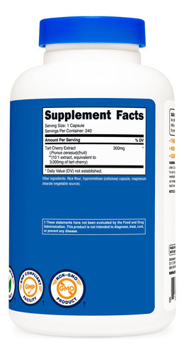 Suplemento Nutricost Tart Cherry Extract 3000 Mg 240 Cápsula - Imagem 5