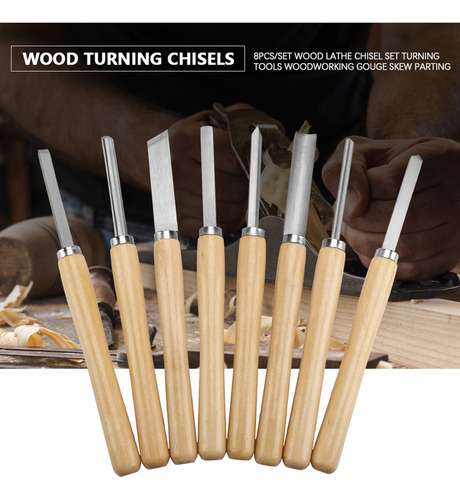 H 8pcs/set Madeira Torno Cinzel Set Ferramentas De - Imagem 2