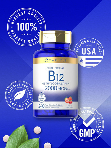 Carlyle Vitamina B-12 | 2000mcg | 240 Comprimidos De Dissolu - Imagem 6