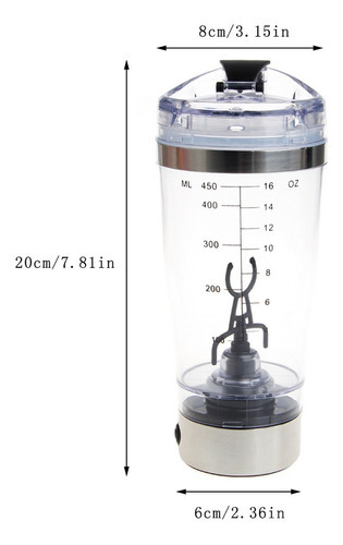 450ml Bpa Protein Shaker Garrafa De Água Elétrica Mistura Au - Imagem 8