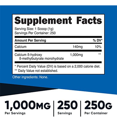 Suplemento Nutricost Hmb Powder 250g Sem Glúten E Sem Ogm - Imagem 2