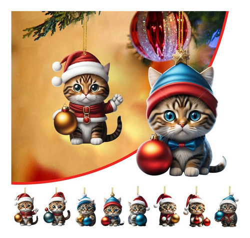 M Pingente De Árvore De Natal De 10 Peças Para Gatos,