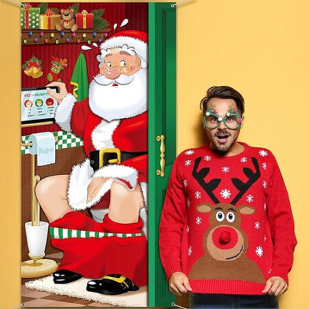 Decorações De Capa De Porta De Natal Banner De Porta De Papa - Imagem 13