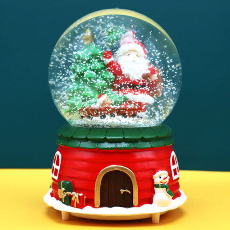 Bola Cristal De Natal Musical Floco Neve Lâmpada Giratória - Imagem 3