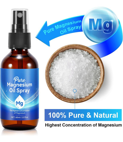Spray De Óleo De Magnésio, Spray De Magnésio 100% Natural Pa - Imagem 2
