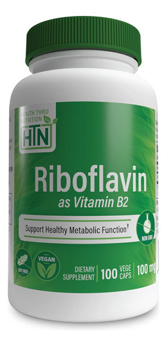 Health Thru Nutrition Riboflavina 100mg Vitamina B2 - Vegano