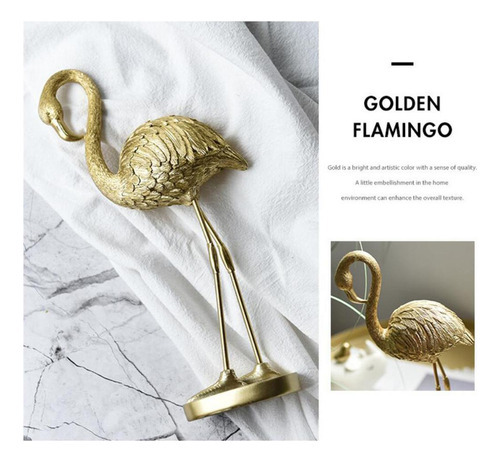 Estátua De Resina De Flamingo Dourado Escultura B B Ouro - Imagem 7