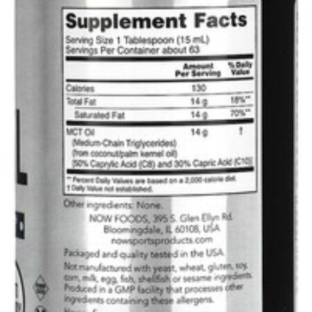 Óleo De Mct Now Foods 946 Ml Puro Importado 4un - Imagem 3