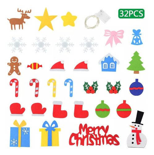 Decoração De Parede De Árvore De Natal De Feltro Diy Com Luz - Imagem 8